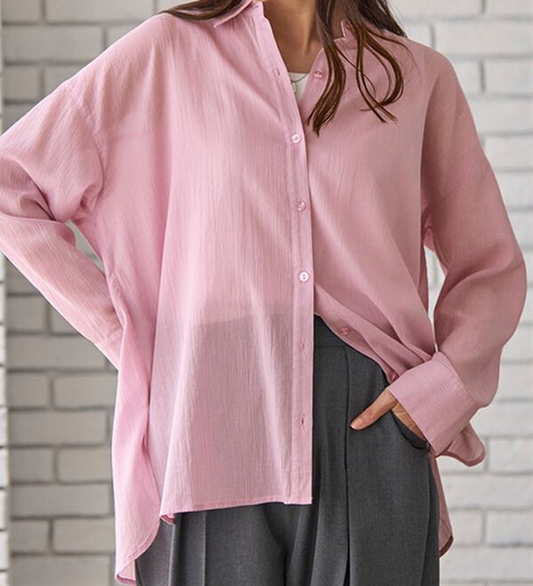 BELLUNA（ベルーナ）の「大人のシアー感！綿１００％楊柳素材シャツ（シャツ）」｜詳細画像