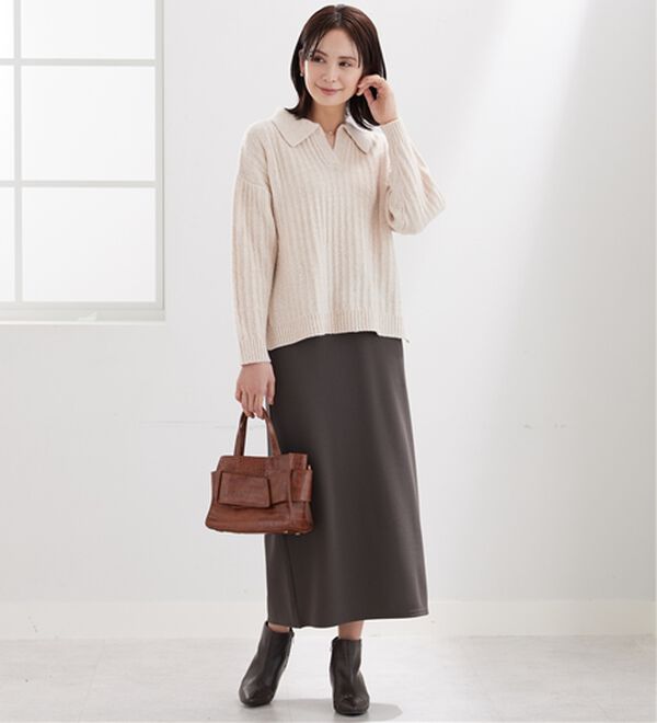 BELLUNA（ベルーナ）の「スキッパー衿編地変化ニットプルオーバー（ニット・セーター）」｜詳細画像