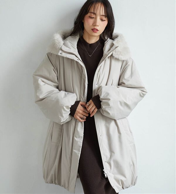 RANAN（ラナン）の「ミドル丈フードファー中わたダウンコート（ハーフコート）」｜詳細画像