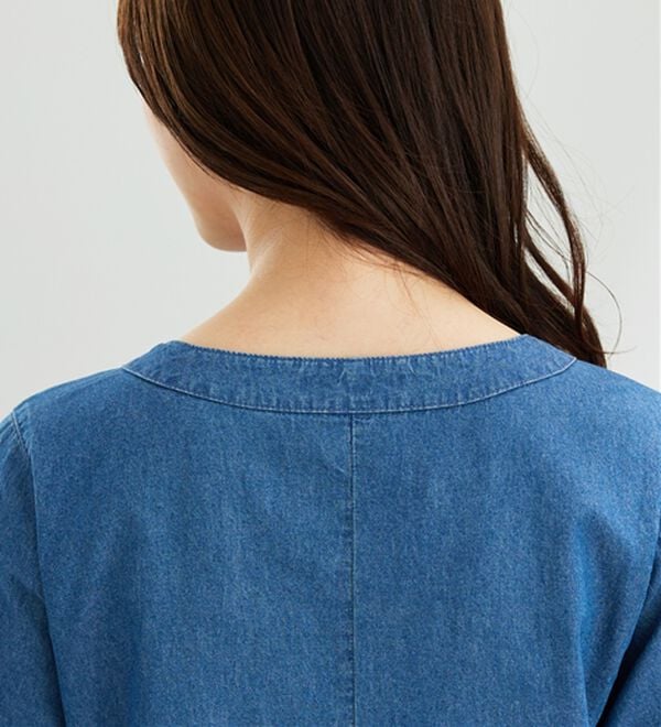 BELLUNA（ベルーナ）の「胸元レースアップデニムワンピース（その他ワンピース）」｜詳細画像