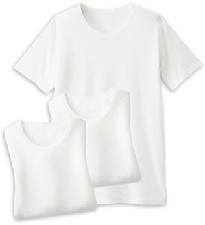 「【３枚組】夏の味方！汗取りインナー３枚組（メンズ肌着・インナーウェア）」｜ホワイト3枚組 半袖丸首