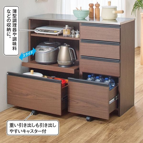 「新・清潔なステンレス大量収納家電収納カウンター（キッチン収納）」｜詳細画像