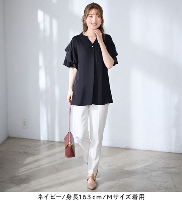 alotta（アロッタ）の「【イージーケア】フリル袖チュニックブラウス（チュニック）」｜詳細画像