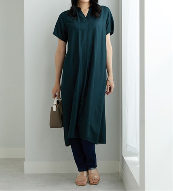 BELLUNA（ベルーナ）の「レーヨン素材スキッパーデザインワンピース（その他ワンピース）」｜詳細画像