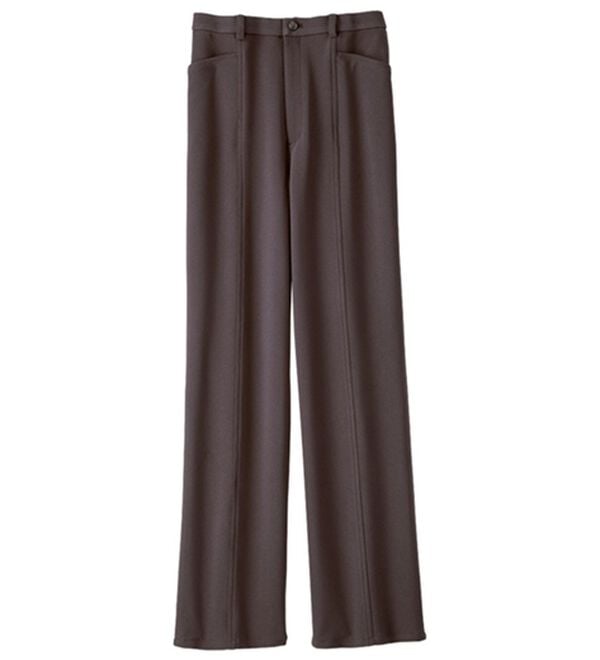 BELLUNA（ベルーナ）の「ハイテンションカルゼ素材美脚パンツ（セミワイド）（ワイドパンツ・ガウチョ）」｜ココア