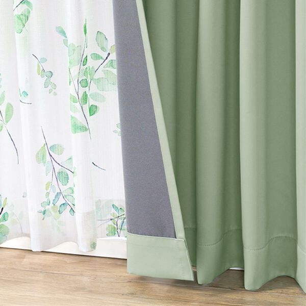 iellio（イエリオ）の「お買得カーテンセット（柄レース）＜４枚組・洗える・３級遮光・新生活・一人暮らし・引っ越し・模様替え・リーフ柄・ミモザ柄＞（ドレープカーテン）」｜詳細画像