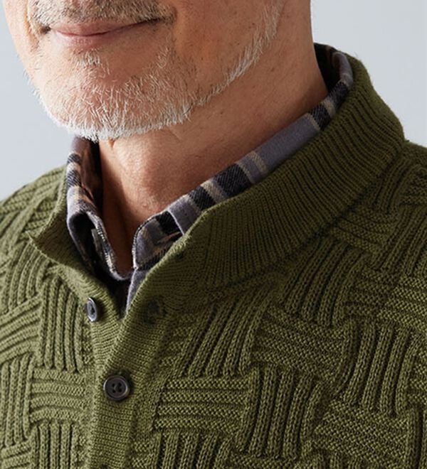 「楽々お洒落見えダブル衿セーター（メンズニット・セーター）」｜詳細画像