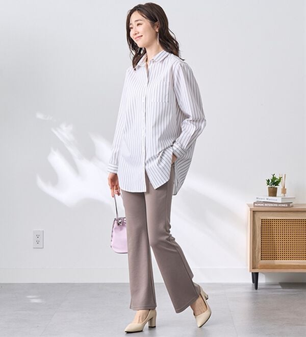 BELLUNA（ベルーナ）の「シュッと体型カバー！ジャストフィットフレアーパンツ（フルレングスパンツ）」｜詳細画像