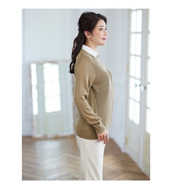 BELLUNA（ベルーナ）の「重ね衿付！細見えニットプルオーバー（ニット・セーター）」｜詳細画像