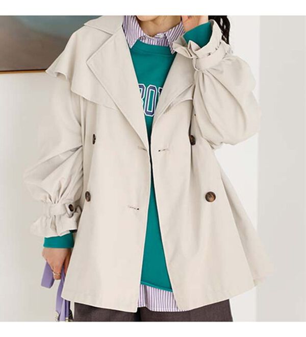 GeeRA（ジーラ）の「ポンチョデザイントレンチ風コート（ハーフコート）」｜詳細画像