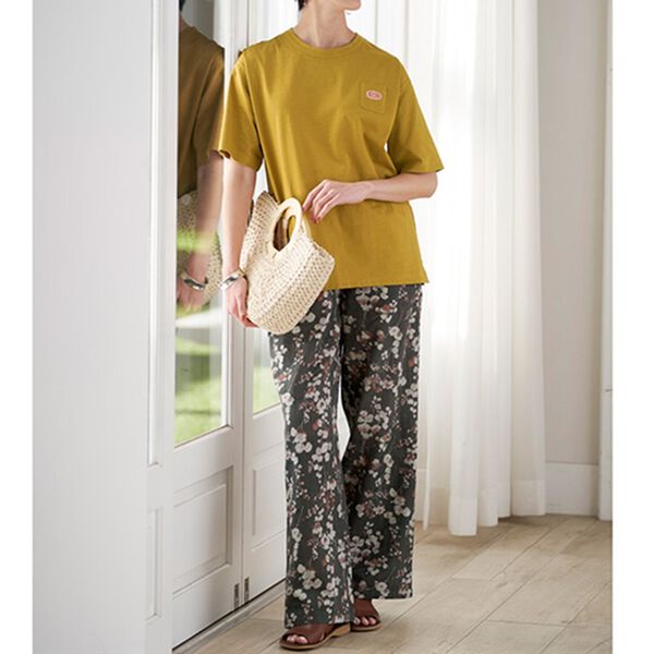 BELLUNA（ベルーナ）の「ダブルガーゼ柄ワイドパンツ（ワイドパンツ・ガウチョ）」｜詳細画像