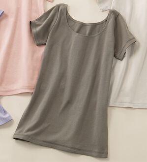 「素肌よろこぶオーガニックコットンフレンチ袖（肌着・インナーウェア）」｜ブラウン