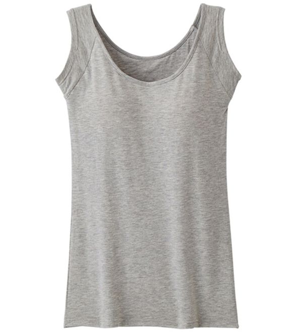 「ベーシック汗取りインナー　カップ付ハーフフレンチ（肌着・インナーウェア）」｜グレー