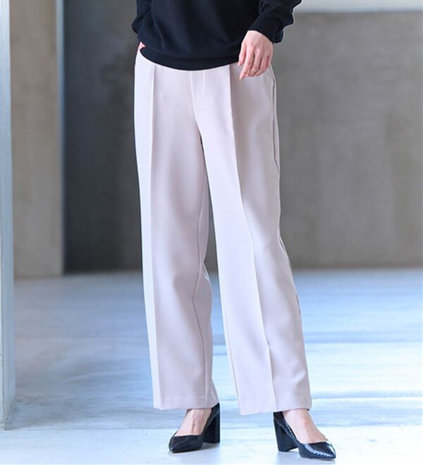 RANAN（ラナン）の「【選べる２丈】機能付！美脚シルエットセンタープレスワイドパンツ（フルレングスパンツ）」｜詳細画像