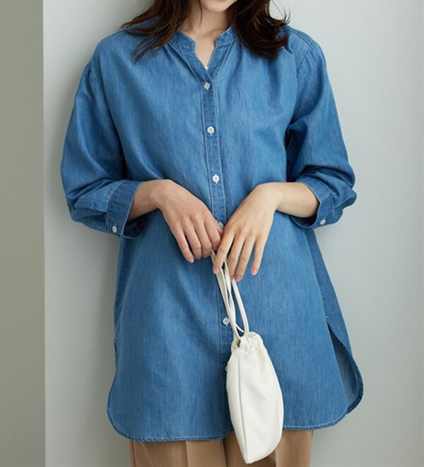 BELLUNA（ベルーナ）の「やわらかデニム素材シャツチュニック（チュニック）」｜詳細画像