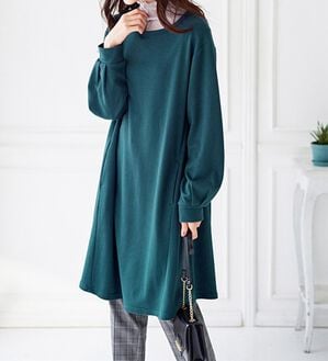 BELLUNA（ベルーナ）の「【吸湿発熱】ポンチ素材チュニックワンピース（チュニックワンピース）」｜詳細画像