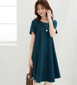 BELLUNA（ベルーナ）の「切替デザインチュニックワンピース（チュニック）」｜ターコイズ