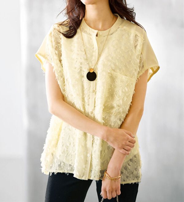 BELLUNA（ベルーナ）の「程よい透け感！ジャカード素材シアーブラウス（ブラウス）」｜詳細画像