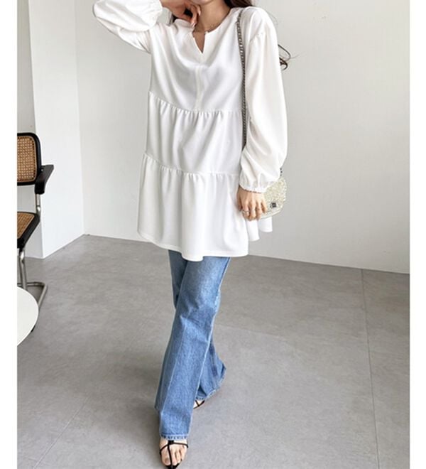 GeeRA（ジーラ）の「前後２ＷＡＹボリュームティアードブラウス（チュニック）」｜詳細画像