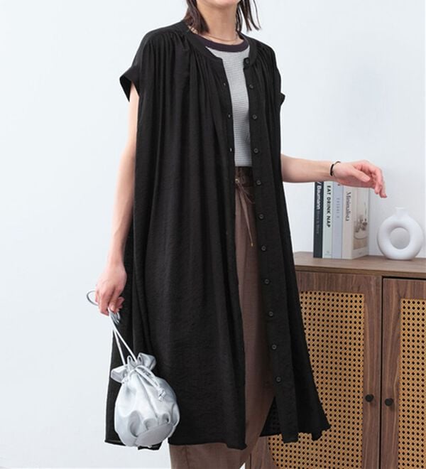 Viola e Viola（ヴィオラ エ ヴィオラ）の「【接触冷感】スラブ素材ギャザーワンピース（その他ワンピース）」｜詳細画像