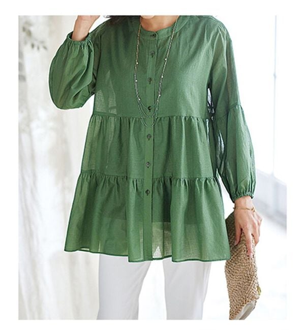 BELLUNA（ベルーナ）の「綿麻ティアードデザインゆったりチュニック（チュニック）」｜詳細画像