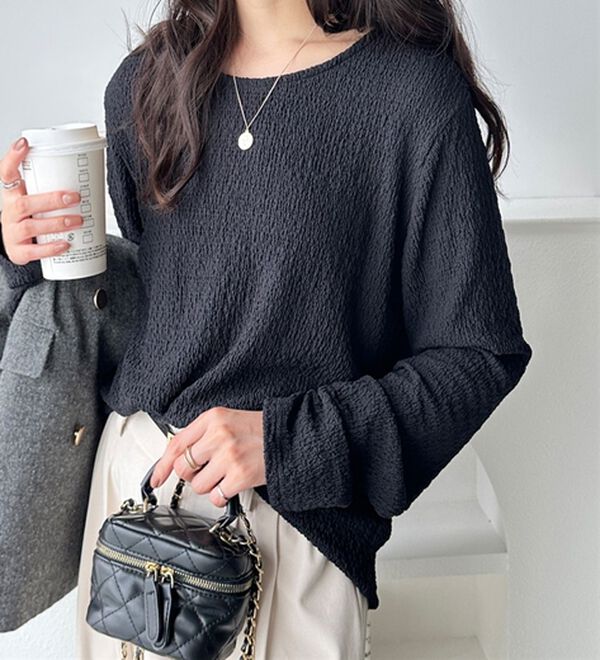 GeeRA（ジーラ）の「クルーネックジャガードプルオーバー（カットソー）」｜詳細画像