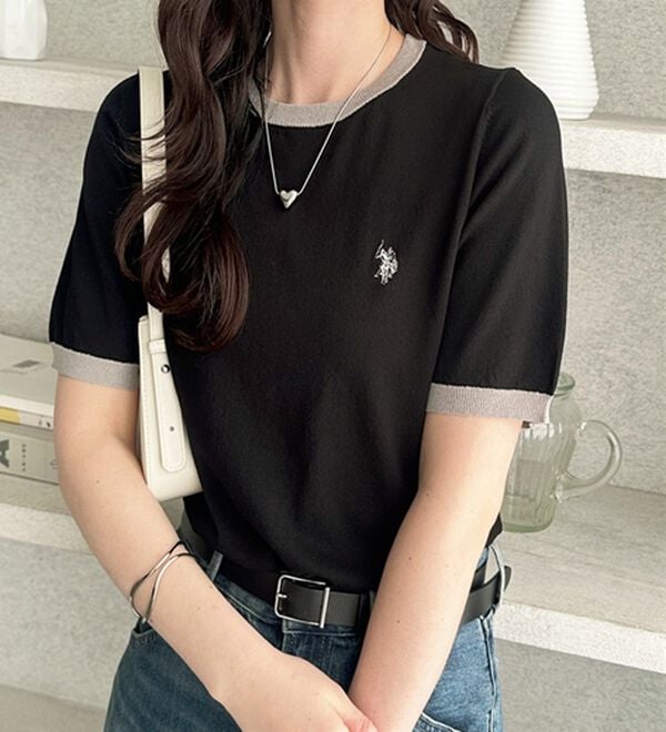 GeeRA（ジーラ）の「【ＵＳ．ＰＯＬＯ．ＡＳＳＮ】配色ニットプルオーバー（ニット・セーター）」｜詳細画像