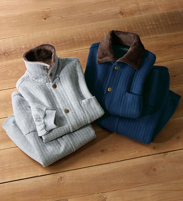 「暖か仕様の表裏綿１００％キルトパジャマ（メンズルームウェア）」｜詳細画像