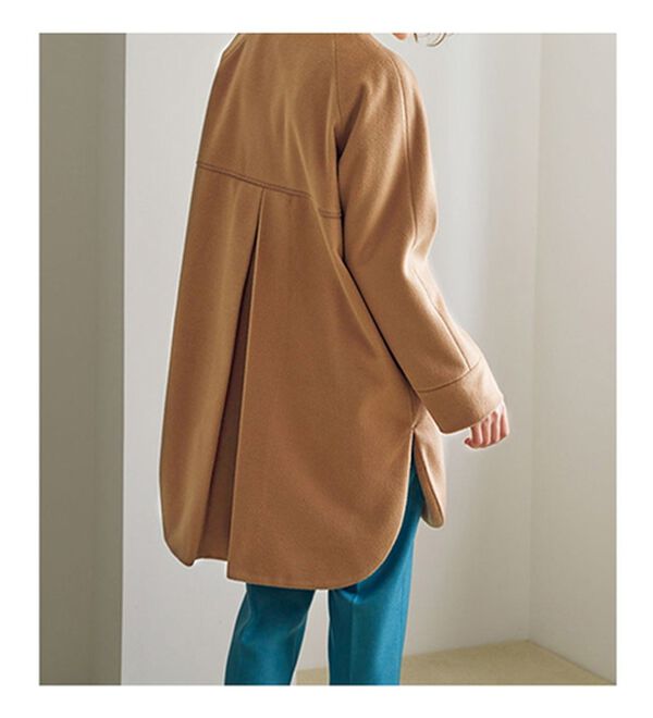 VINNO（ヴィノ）の「ウール調ノーカラーロングコート（ロングコート）」｜詳細画像