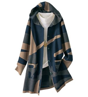 BELLUNA（ベルーナ）の「フードデザインニットジャカードコーディガン（ニットカーディガン）」｜詳細画像