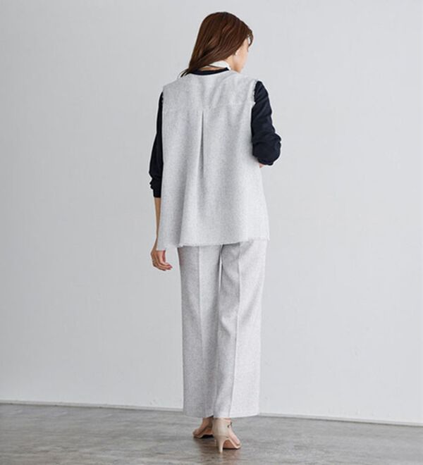 Pierrot（ピエロ）の「【選べる丈】サマーツイードセンタープレスパンツ（フルレングスパンツ）」｜詳細画像