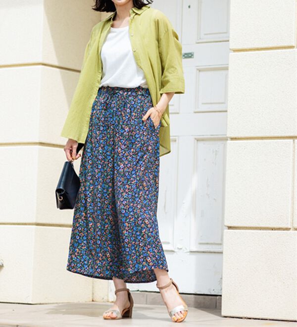 BELLUNA（ベルーナ）の「【接触冷感】レーヨン素材プリントワイドパンツ（ワイドパンツ・ガウチョ）」｜詳細画像