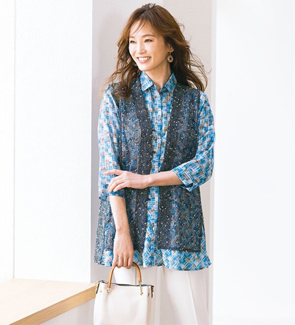 ルフラン（ルフラン）の「上品ブラウス&times;ニットベスト（アンサンブル）」｜詳細画像