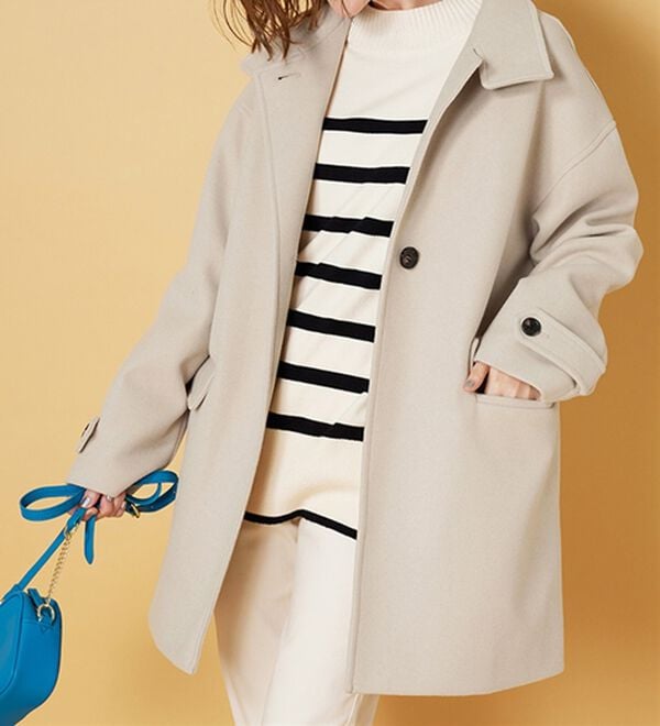 ウール調スタンド衿ミドル丈コクーンコート - ベルーナ【公式】