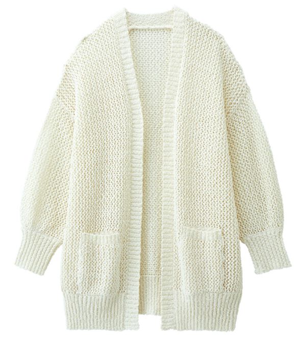 RANAN（ラナン）の「麻調メッシュ編トッパーカーディガン（ニットカーディガン）」｜オフホワイト