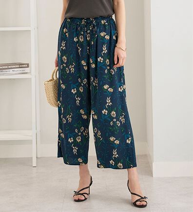 BELLUNA（ベルーナ）の「【選べる2丈！】ヒンヤリ！レーヨン素材プリントワイドパンツ（ワイドパンツ・ガウチョ）」