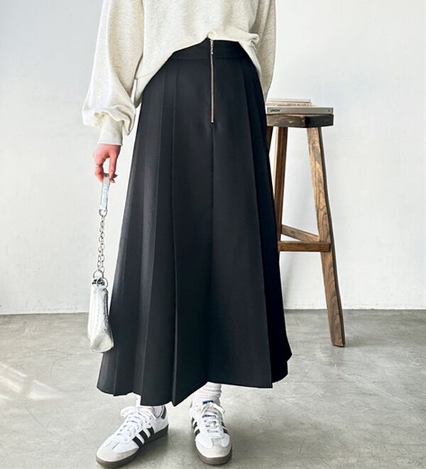GeeRA（ジーラ）の「フロントファスナープリーツスカート（ロングスカート）」｜詳細画像