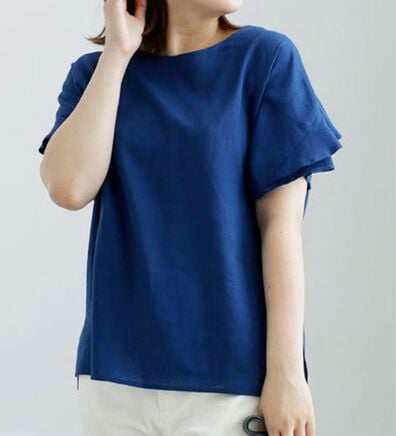 BELLUNA（ベルーナ）の「レーヨン麻袖デザインブラウス（ブラウス）」