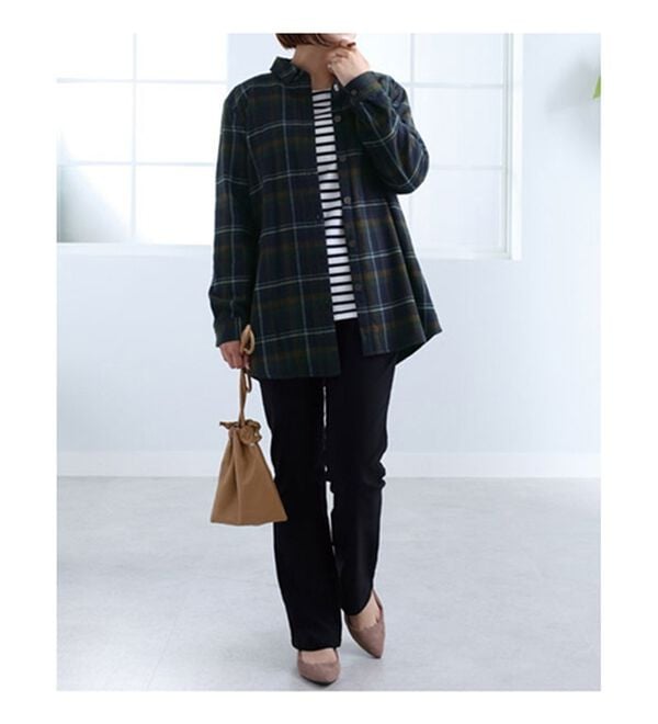 BELLUNA（ベルーナ）の「裏フリース素材チェック柄シャツジャケット（シャツ）」｜詳細画像