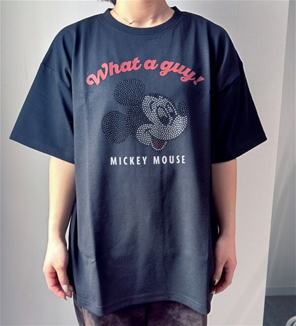 BELLUNA（ベルーナ）の「＜Disney＞【ミッキー】フェイス柄ラインストーンワイドシルエットTシャツ（Tシャツ）」｜詳細画像