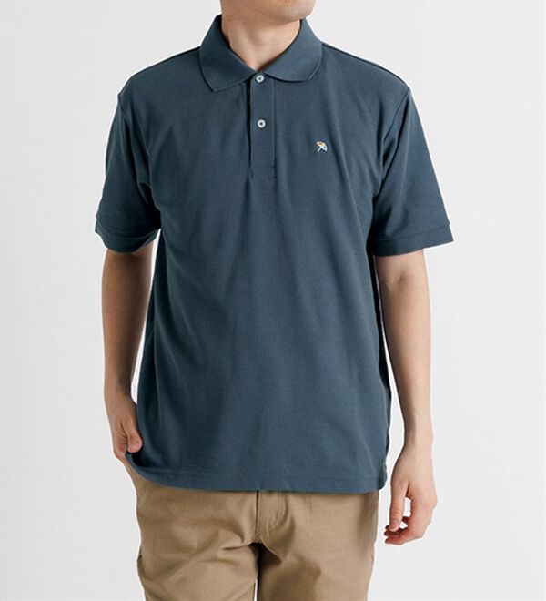 「＜アーノルド　パーマー＞ワンポイント刺しゅう鹿の子ポロシャツ（長袖・半袖）（メンズポロシャツ）」｜ブルーグレー