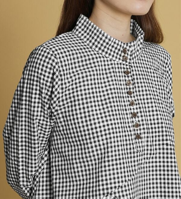 BELLUNA（ベルーナ）の「綿１００％スラブ素材スタンド衿切替ブラウス（ブラウス）」｜詳細画像