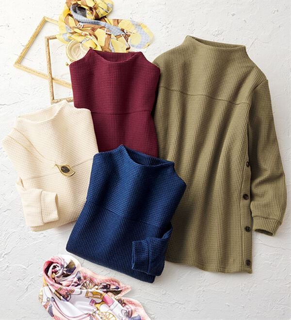 ルフラン（ルフラン）の「【４色組】ｆｕｗａ・Ｒｅ　格子ジャカード釦使いチュニック（チュニック）」｜4色組