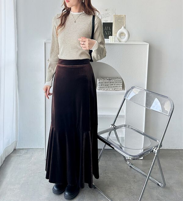 GeeRA（ジーラ）の「【再入荷】レイヤード風モチっと柔らかリブニット（ニット・セーター）」｜詳細画像