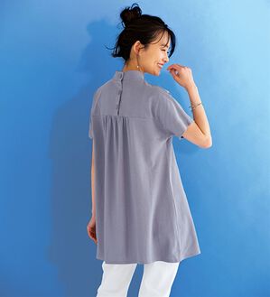 BELLUNA（ベルーナ）の「ヒンヤリ！かのこ素材後ろボタンチュニック（チュニック）」｜パープル