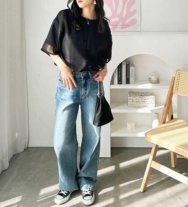 GeeRA（ジーラ）の「オーガンジーレイヤードＴシャツ（カットソー）」｜詳細画像