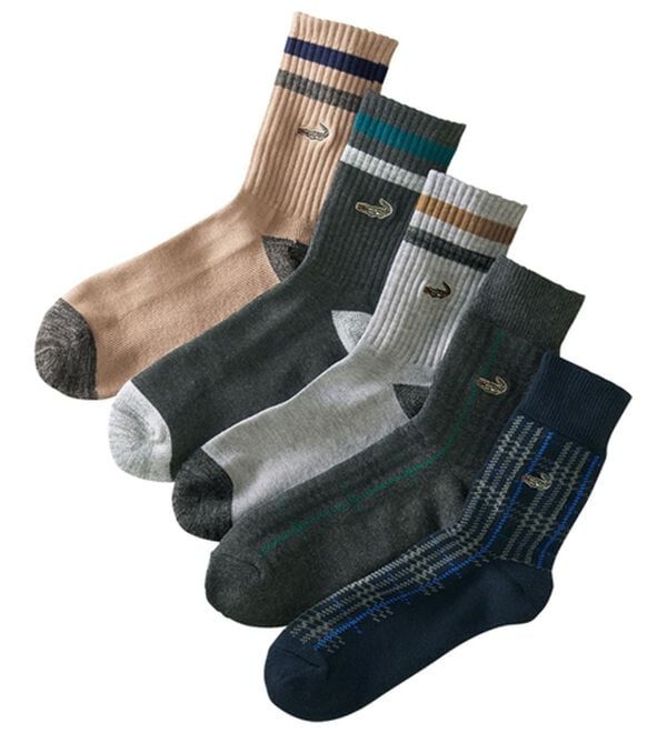 「【５足組】＜クロコダイル＞快適設計配色ソックス（メンズ靴下・タイツ）」｜5足組