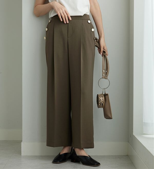 BELLUNA（ベルーナ）の「メランジストレッチ素材ワイドパンツ（ワイドパンツ・ガウチョ）」｜詳細画像