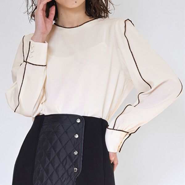 RANAN（ラナン）の「配色ステッチブラウス（ブラウス）」｜詳細画像