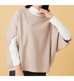 BELLUNA（ベルーナ）の「【2点セット】ジャカード素材ポンチョアンサンブル（アンサンブル）」｜グレージュ系